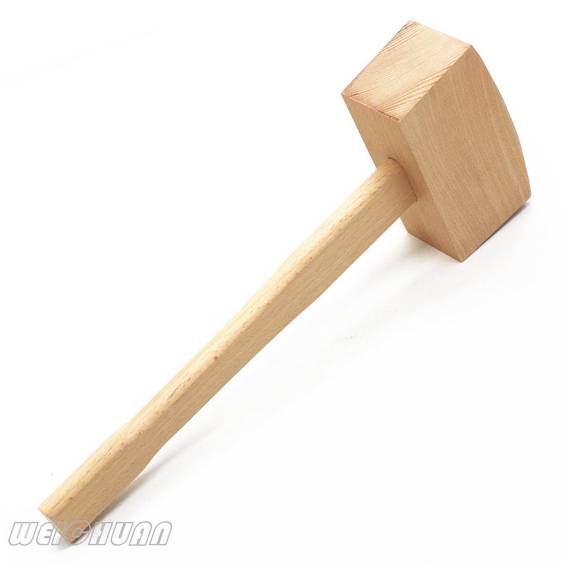 WEICHUAN Unfinished Beech Wood Mallet Ice Hammer Mallet - Solid Beechwood Damage-Free Striking Woodworking Carving Mallet Woodworking Hand Tool - 5 x 13.8" - Image 2
